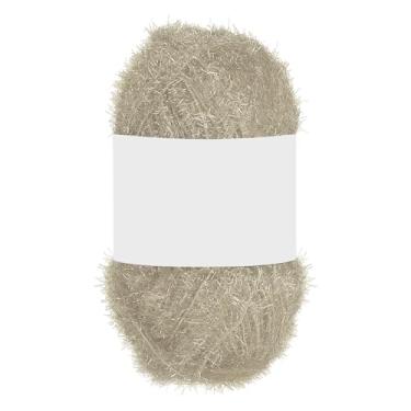 Imagem de PATIKIL 1 novelo de 100 metros, fio de poliéster brilhante Scrubbie fio de coração vermelho brilhante vidro para panos de prato crochê cobertor de tricô tapete suéter cachecol chapéu, bege