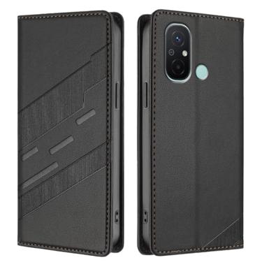 Imagem de Luksinlong Capa para Xiaomi Redmi 12C/11A, capa protetora de couro PU flip, [porta-cartão] [fecho magnético] [suporte], capa carteira Xiaomi Poco C55 - preta