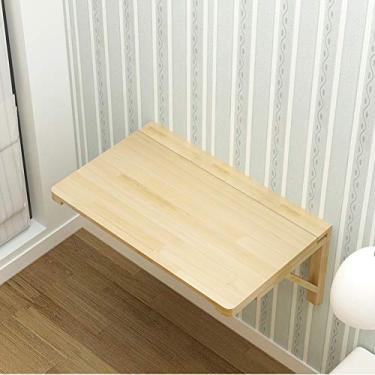 Imagem de Mesa dobrável de parede de madeira maciça, mesa de jantar, mesa dobrável para computador, mesa de aprendizagem, mesa dobrável na parede, mesa de estudo, tamanho opcional para estudo, quarto, banheiro