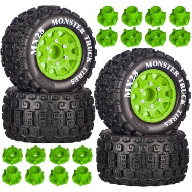 Imagem de MX28 2.8" Tire and Wheels Pre-Glued All-Terrain MT Tires with 12mm/14mm Hexes - 1/10 Scale RC Truck Tires for ARRMA Big Rock, Granite, Senton, Vorteks & Traxxas Slash, Stampede Rustler, Hoss