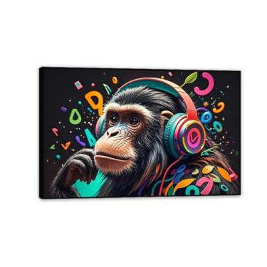 Imagem de Impressões de arte de parede Banksy Monkey Gorillaposter arte em tela macaco animal para sala de estar escritório decoração de parede emoldurada pronta para pendurar decoração de quarto para homens 45
