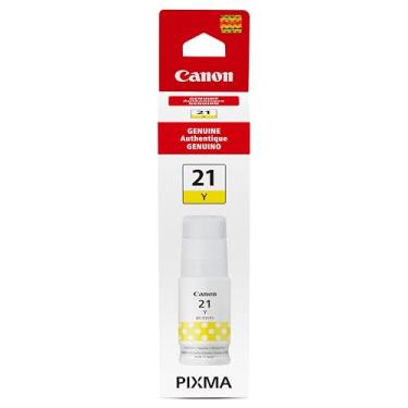 Imagem de Canon Garrafa de tinta amarela genuína GI-21, compatível com impressoras Megatank G1220, G2260, G3260, G1230, G2270, G3270, G4270, G3290 e G4280