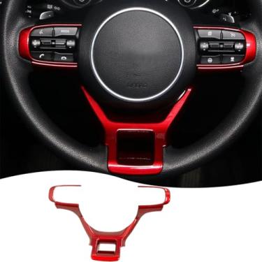 Imagem de MUXEE Moldura de botão de volante, para Kia Sportage 2023 2024 2025 - ABS vinho vermelho esportivo capa de quadro de volante acessórios de envoltório de botão de volante