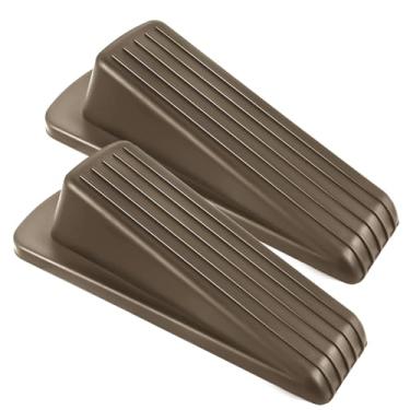 Imagem de JZWBLILY Batentes de porta para a parte inferior da porta no chão, cunha de borracha premium, batentes de porta empilháveis resistentes para carpete (marrom, pacote com 2)