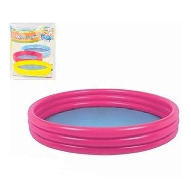 Imagem de Piscina Inflável 3 Anéis 118 Litros 99x23cm Rosa - Wellmix 7138