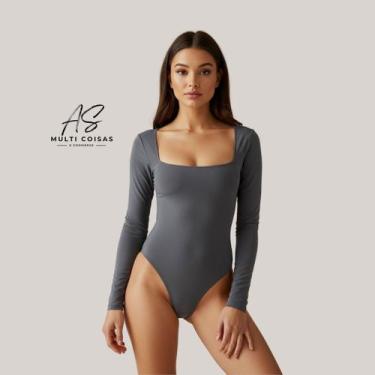 Imagem de Body feminino moda gringa básico estiloso tendencia kit com 3 manga lo