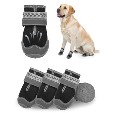 Imagem de SCENEREAL Sapatos de cachorro para pavimento quente para cães médios e grandes, botas respiráveis de malha para caminhadas de verão, botas refletivas para animais de estimação e protetores de patas