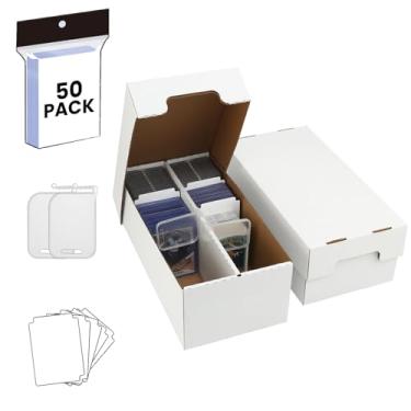 Imagem de Trading Card Storage Box 3200-Count-Sports&Trading Card Organizer with Dividers& Supporters&Soft Sleeves,Fits Baseball,Football,MTG,Durable Cardboard Box,Archival Safe&Stackable Design (2-ROW, 2-PACK)