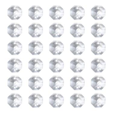 Imagem de PATIKIL Pingentes de cristal octógono K9 com 2 furos, pacote com 30, lustre de 10 mm, peças de prismas, ornamentos para pendurar contas para decoração de artesanato DIY, transparente