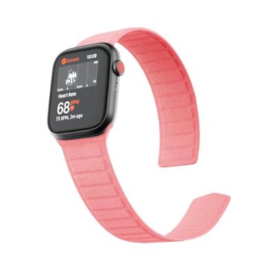 Imagem de LKEITY Pulseira Magnética Para Apple Watch 41 Mm, 40 38 45 49 44 Mm E 42 Couro Alcantara Genuíno Ecológico, Com Elos Magnéticos Fortes Iwatch Se Se2 Series 9, 8, 7, 6, 5, 4... Ultra 2 Rosa