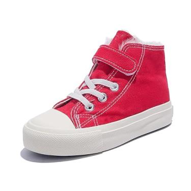 Imagem de Outono e inverno com lã grossa para meninos e meninas, sapatos de algodão quente, sapatos de algodão para esportes de neve de cano alto, botas casuais simples e versáteis, tênis de neve para crianças