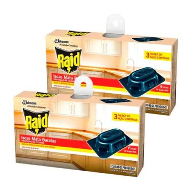 Imagem de Kit 2 Armadilha Iscas Mata Barata Raid com 6 Unidades