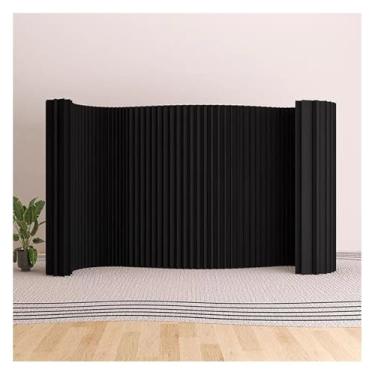 Imagem de Biombos e Divisórias Divisória De Ambiente Retrátil Dobrável Preta, Divisória De Privacidade Portátil Para Separação E Decoração De Ambientes, Divisória De Parede Temporária Para Escritório Doméstico(