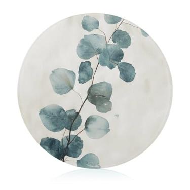 Imagem de Tábua de cortar para cozinha, antiderrapante, resistente ao calor, fácil de limpar, tábua de cortar folhas de eucalipto verde - Presente de cozinha ideal para cozinheiros domésticos