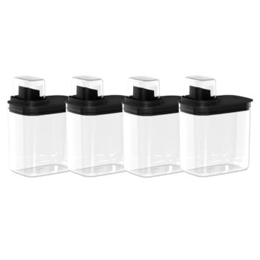 Imagem de Kit 4 Dispensers para Lavanderia 1,5 Litros Organizadores de Sabão/Amaciante Flow Ou Cor:Preto