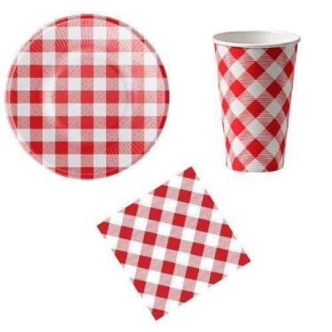 Imagem de Kit 20 Convidados Pratos Copos Guardanapo Papel Festa Junina - Udlandi