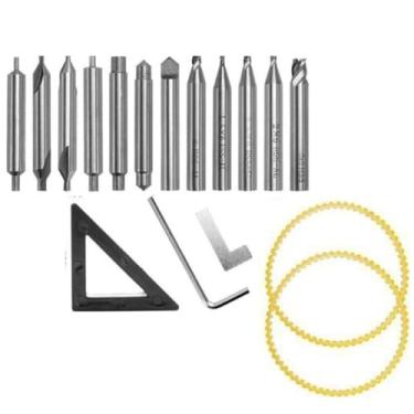 Imagem de kit fresas guias correias e acessorios completo para maquina copiadora de chave pantografica vertical com 17pcs fresa topo guias fresa 2 cortes copiadora de chaves importadas