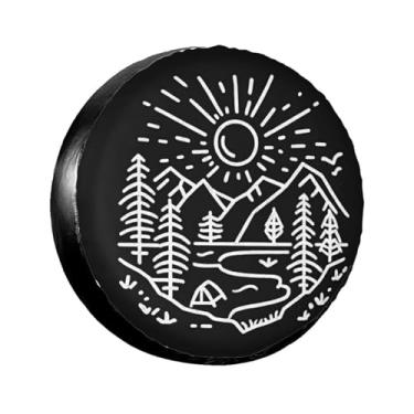 Imagem de LOJAOGON Capa de pneu sobressalente Sun and Mountains Protetores de roda à prova de poeira Capa de pneu de roda para trailer, trailer, areia muitos veículos 43.2 cm