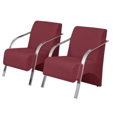 Imagem de Kit 2 Poltronas Decorativas Vênus 1 Lugar Braço Pé Alumínio DSalla Sue