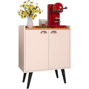 Imagem de Buffet line decorativo para cozinha sala estar jantar no pix detalhe em madeira multiuso cor off/cinmomo estilo moderno 2 portas multiuso