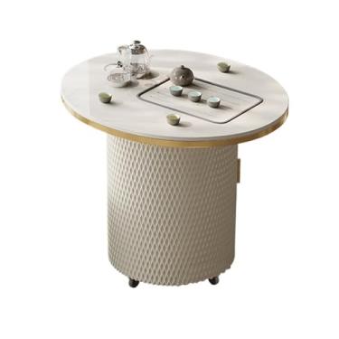 Imagem de Mesas centrais para sala de estar e mesa de chá móvel, carrinho de chá móvel com compartimento oculto para sala de estar e escritório, adequado para sala de estar (branco)