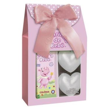 Imagem de Kit Colônia Infantil Cheirinho de Bebê Rosa 210m + Sabonete Coração 2 