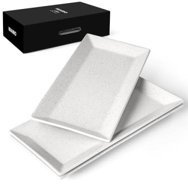 Imagem de MIAMIO - Conjunto de 3 bandejas de servir de cerâmica grandes / travessas retangulares para o Dia de Ação de Graças, Turquia e Natal – Travessa segura para micro-ondas, lava-louças e forno (34,5 x 17