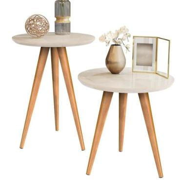 Imagem de Mesa Lateral e Canto de Sofá Classic Retrô com 3 Pernas Decoração(DUPLO - WHITE)