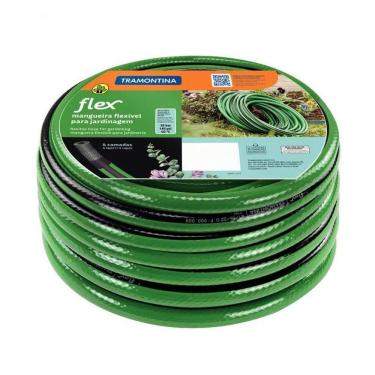 Imagem de Mangueira Flex Para Jardim Tramontina Em Pvc Verde Com Faixa Preta 4 Camadas 25m