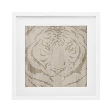 Imagem de Stupell Industries Impressão emoldurada neutra majestosa tigre branco sob vidro, design por Hannah Dawson, 40,6 x 40,6 cm