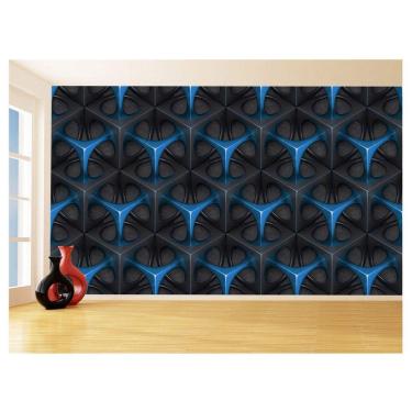 Imagem de Papel De Parede 3D Textura Geométrico Sala Azul 3,5M Txt78