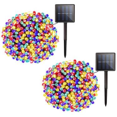 Imagem de Luzes solares de corda de Natal KerKoor 2x 22m 200 LED multicoloridas