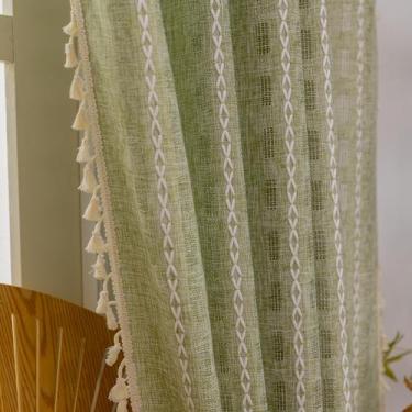 Imagem de Cortina Boho Deeprove 132x183 cm Sage Green Tassel Panel