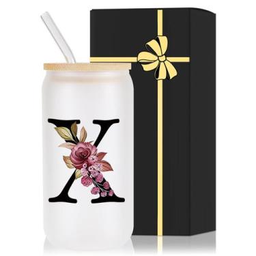 Imagem de Copo de vidro Wulcea Monogrammed 480 mL com tampa e canudo