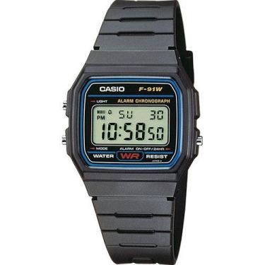 Imagem de Relógio Masculino Casio Digital Esportivo F-91W, Preto