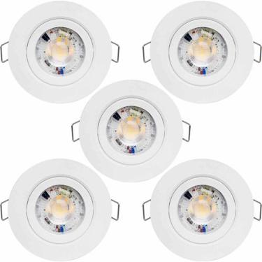 Imagem de KIT 5 SPOT LED REDONDO DIRECIONAVEL EMBUTIR 5W BRANCO FRIO 6500k BIVOL