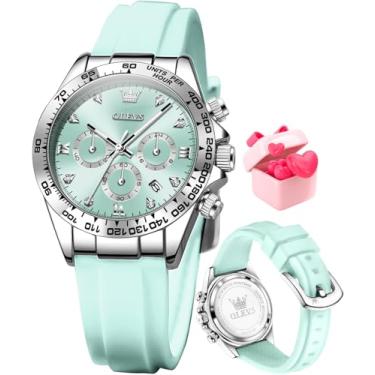 Imagem de OLEVS Relógio feminino moderno ouro rosa diamante analógico quartzo feminino relógios de pulso para mulheres vestido de luxo feminino de aço inoxidável luminoso à prova d'água data data, 5618 - azul