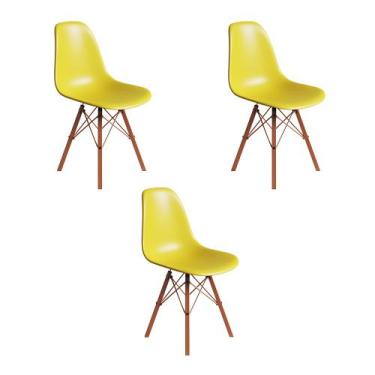Imagem de Conjunto 3 Cadeiras Eames Estilo Moderno em Ferro Cobre com Assento Am