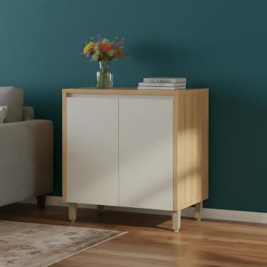 Imagem de Balcão Cozinha Pequeno 2 Portas 80cm Jequitibá/gris