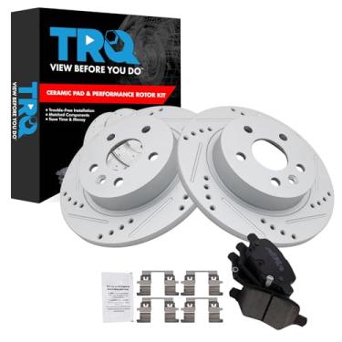 Imagem de TRQ Kit de freio traseiro e rotor de cerâmica premium revestido com G compatível com Buick Encore Chevrolet Trax 2018-2021