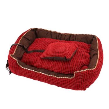 Imagem de Asixxsix Cama para Cachorro, Cama Macia Removível para Animais de Estimação para Cães Pequenos e Médios Com Fibra de Poliéster, Tapete de Dormir Lavável e Aconchegante para Cães e Gatos, (Vermelho)