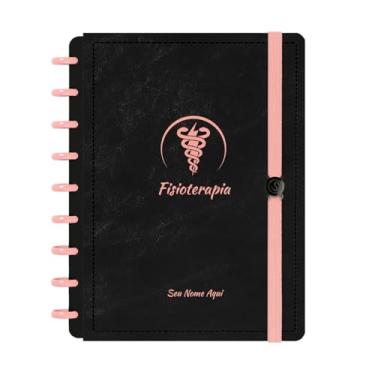 Imagem de Caderno De Disco Iscool Inteligente Personalizado 80 Folhas Profissões Preto Rosê Fisioterapia Médio M
