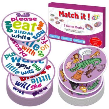 Imagem de Jogo de cartas de memória Edulok Kids Sight Word Animal Table Match