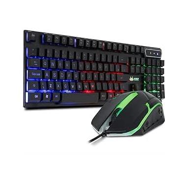 Imagem de Kit Teclado Semi Mecânico Gamer Led Rgb Multimídia Mouse Laser 3 Botões Usb 2.0 Pc Computador Notebook Mac