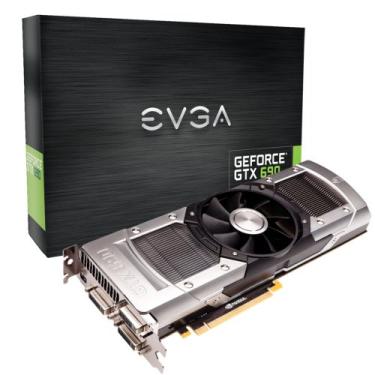 Imagem de EVGA GeForce GTX690 4096MB 512bit GDDR5, Dual GPU, 2xDVI-I, DVI-D, Mini Display-Port, Placa Gráfica Quad SLI Ready (04G-P4-2690-KR)