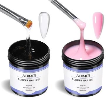 Imagem de Gel para construção de unhas AIJIMEI Clear Pink, kit de 2 peças e 150 