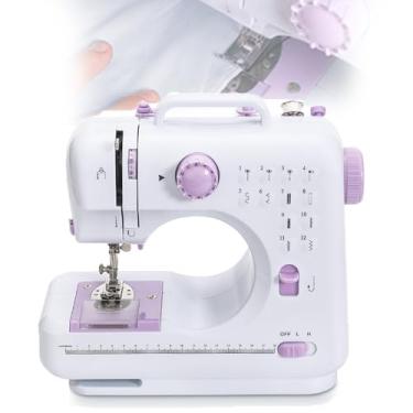 Imagem de MáQuina De Costura Com 12 Tipos De Pontos, Luz Led E Pedal, AjustáVel E Com Enrolamento AutomáTico. Ideal Para Iniciantes Na Costura De Roupas, Meias E LençóIs