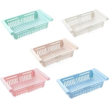 Imagem de Organizador de Geladeira Multiuso Retrátil, Plástico, Ajustável, Gaveta para Frutas e Legumes, 7,5 x 27 x 16 cm