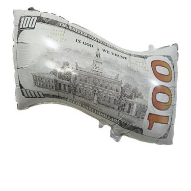 Imagem de Foil Balloon Money 100 Bill Design, 10 unidades, 166 x 57 cm, prata - 