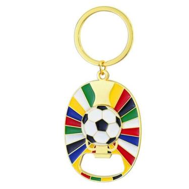 Imagem de Chaveiro, bola de futebol com abridor de garrafas, bandeira multicolor